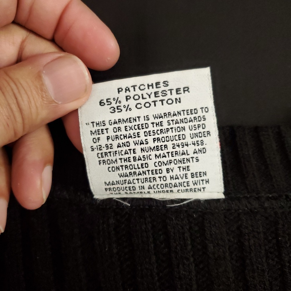 Vintage Commando Jack Young Sweater Men Large Black Tactical US Made Elbow Patch - Picture 8 of 13